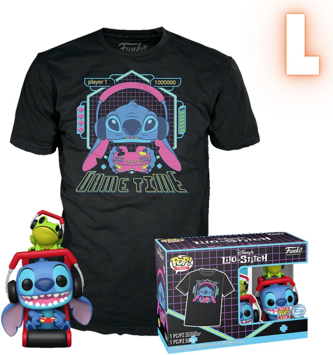 Funko Lilo Stitch Gamer Stitch avec grenouille - pop ! tee messieurs pop! - neutre - l