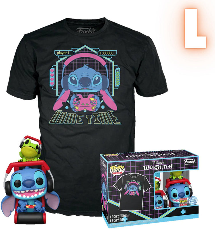 Funko Lilo Stitch Gamer Stitch avec grenouille - pop ! tee messieurs pop! - neutre - l