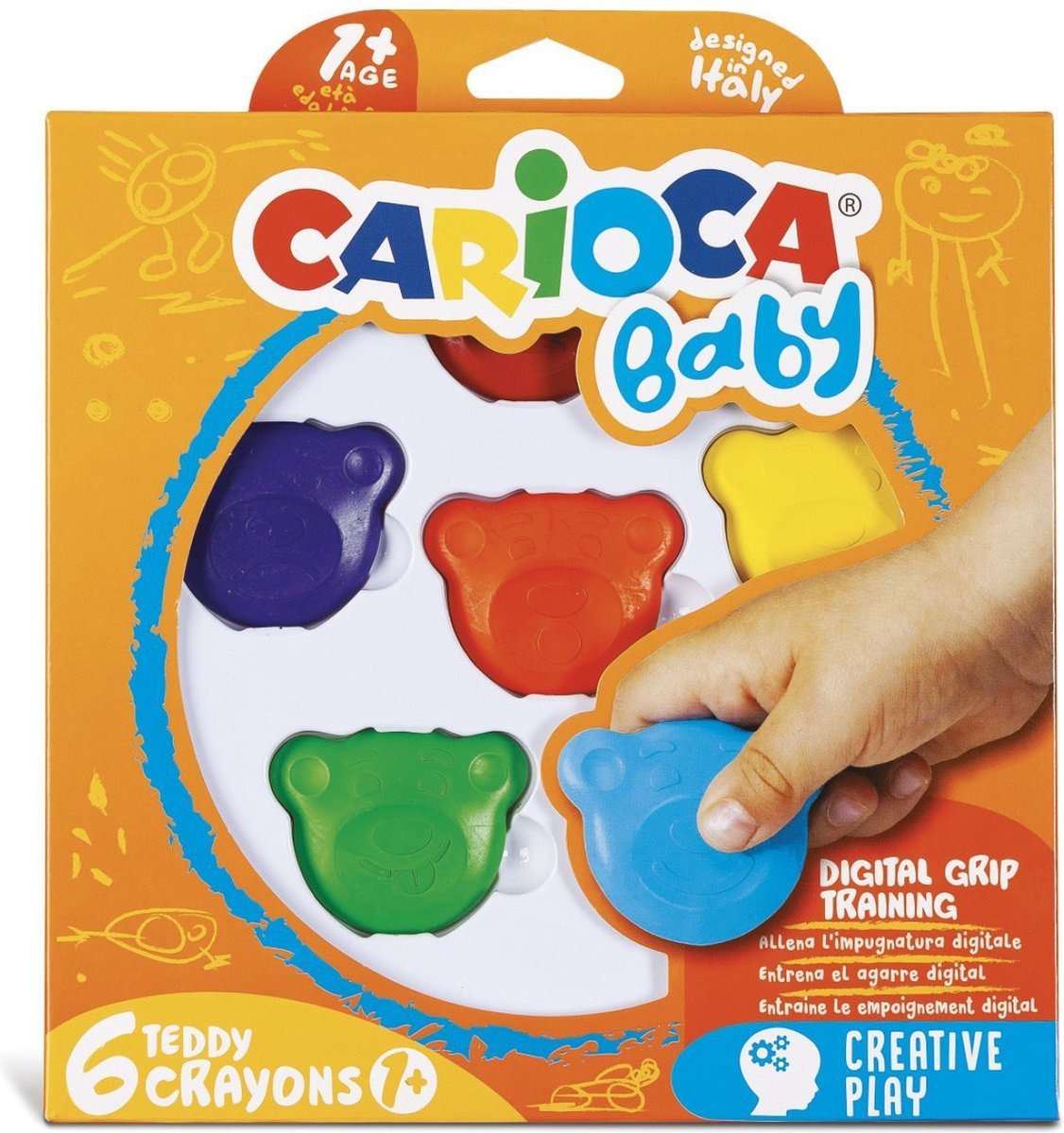 Carioca bébé teddy numérique grip entraînement teddy émotions 6 tampons de couleur