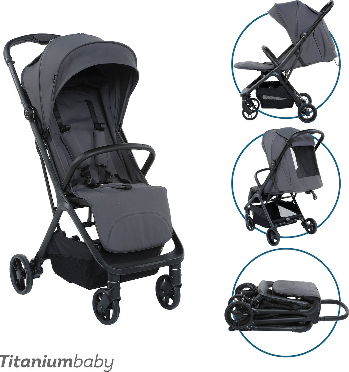 Titanium baby poussette bébé titane pulse gris graphite