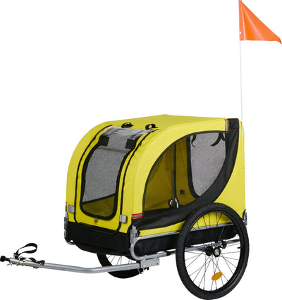 Remorque à vélo pour chien Dunlop - Remorque à vélo pour chien - Remorques à vélo pour chiens jusqu'à max. 40 kg - remorque à vélo - remorque à vélo avec réflecteurs et housse de pluie réglable - remorque à vélo pour chien - remorque pour chien - jaune