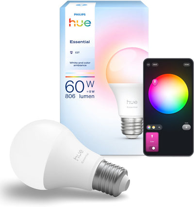 Lampe Philips hue essential smart a60 - lumière blanche et colorée