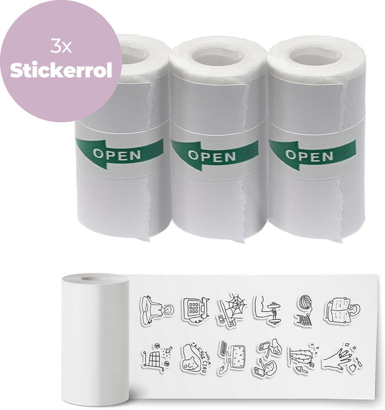 Rouleaux d'autocollants Denver (57 x 30 mm) pour appareil photo pour enfants avec imprimante et imprimante de poche - 3 pièces - psp43 - blanc