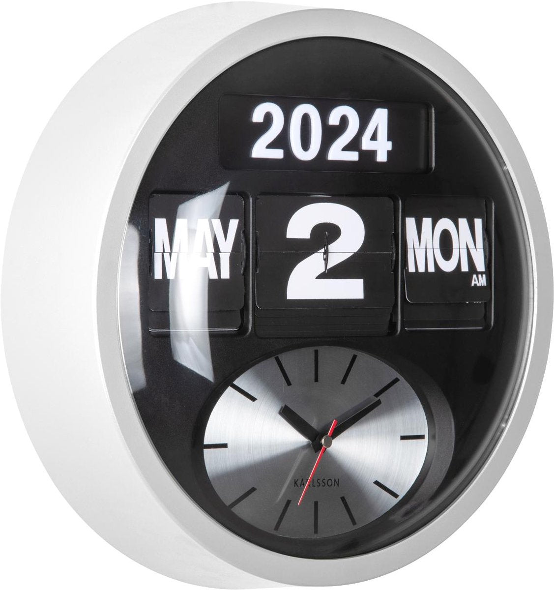 Karlsson horloge murale ronde flip - blanc - 11x32,6x32,6cm - horloge murale scandinave