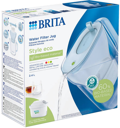 Carafe filtrante Brita style eco - 2,4 l - bleu - incl. 1 filtre à eau Maxtra Pro Pure Performance