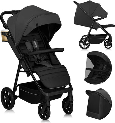 Lionelo mira - landau - poussette - pour enfants jusqu'à 22 kg - roues avant 360° - poignée de dossier réglable - auvent XXL étanche avec UPF50+ - harnais 5 points - grandes roues tout-terrain - absorption complète des chocs - pliable de manière compacte