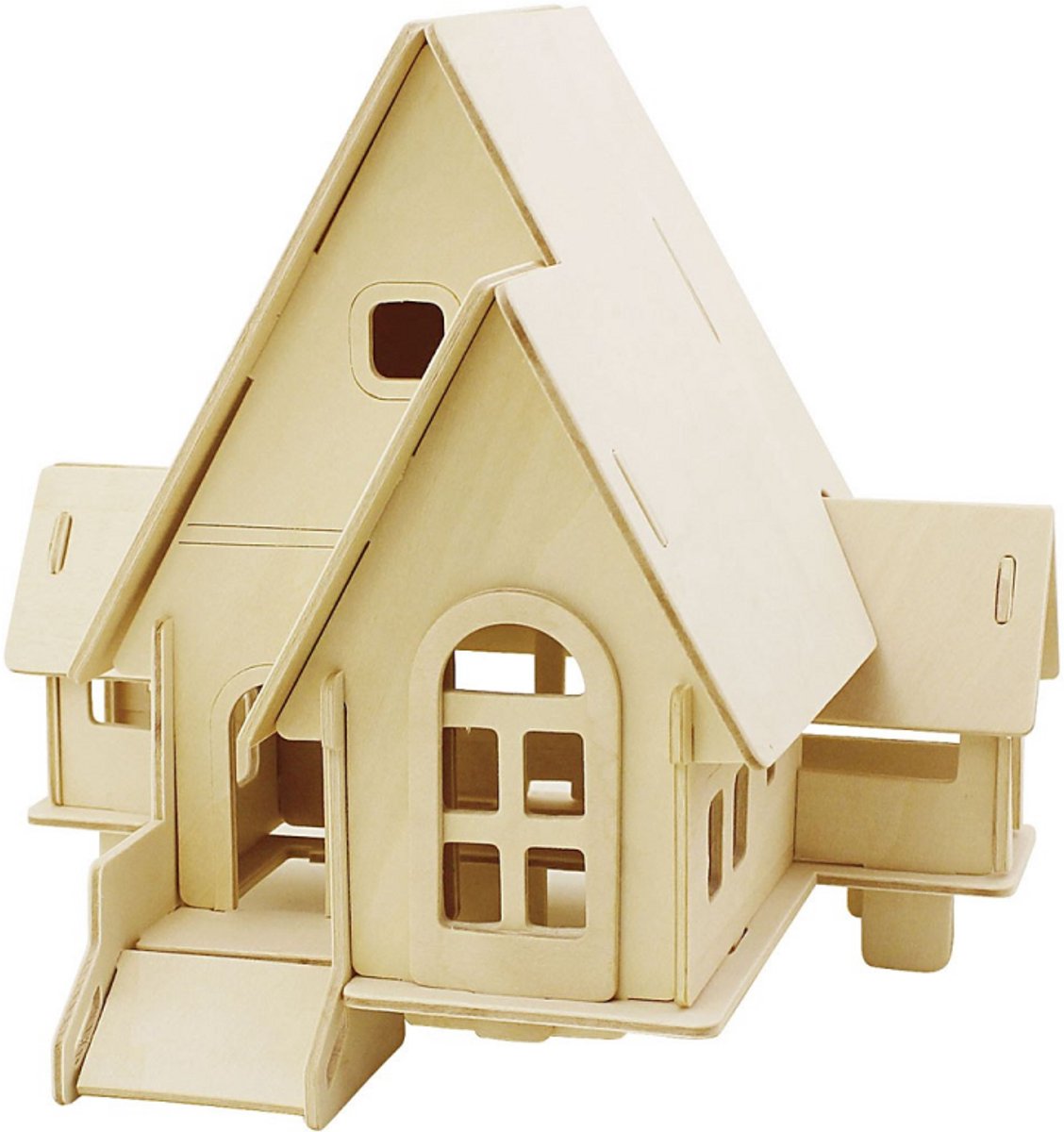 Creativ company Jeu de construction 3D en bois, maison avec véranda, dimensions 22,5x17,5x20,5, 1 pièce