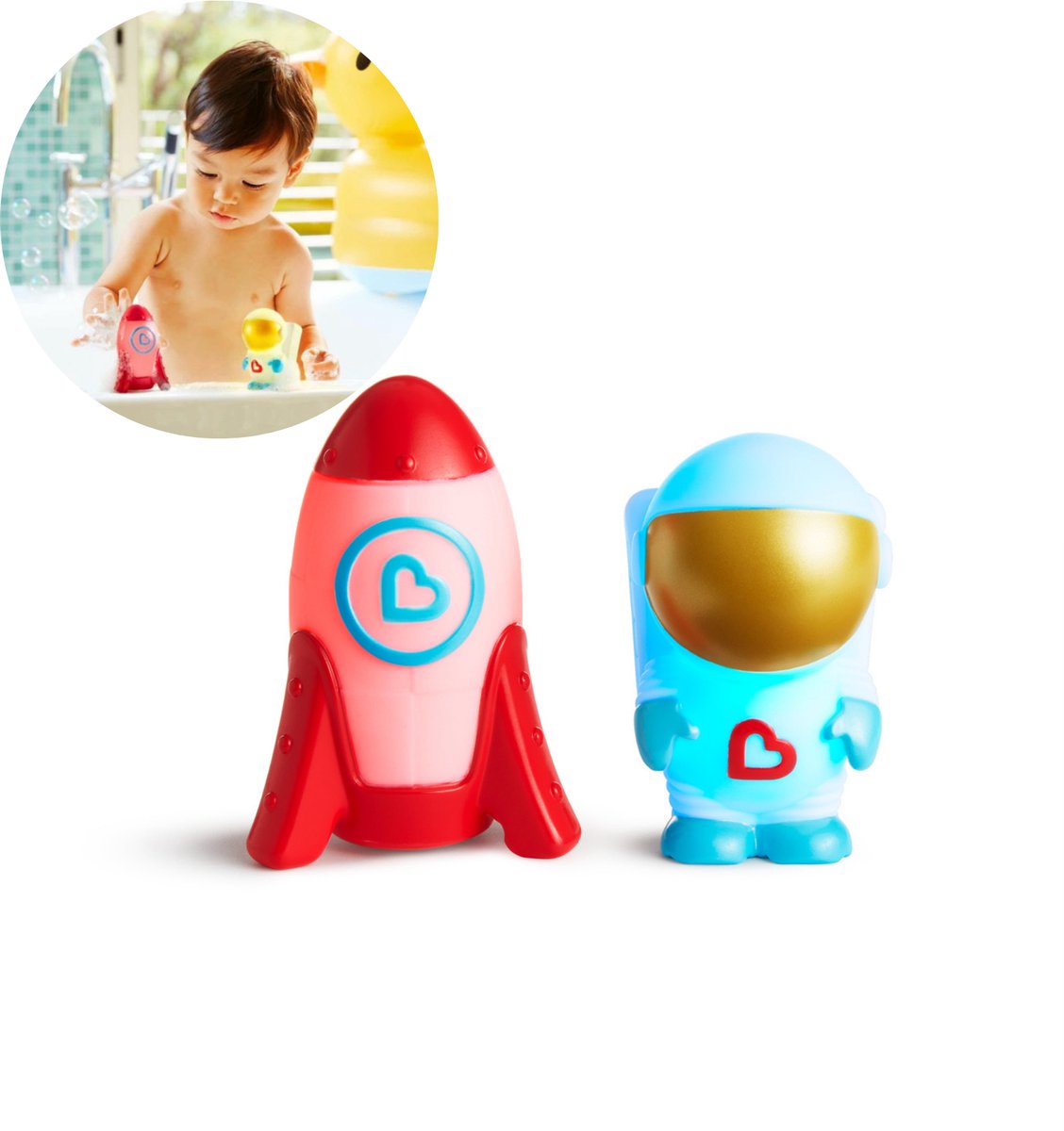 Jouets de bain Munchkin - copains de la galaxie - lot de 2 - s'allume ! - à partir de 9 mois - jouets de bain pour enfants - jouets de bain pour garçons et filles