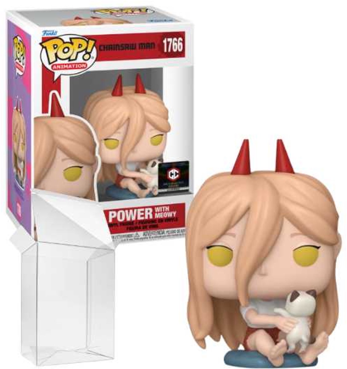 Funko-pop ! animation : homme à la tronçonneuse - pouvoir avec Meowy #1766 objets de collection de calice exclusifs