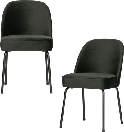 Chaises de salle à manger Woood vogue - tissu velours - noir - lot de 2
