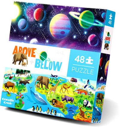 Ruisseau aux crocodiles | puzzle dessus + dessous, 48 pièces - la terre et l'espace