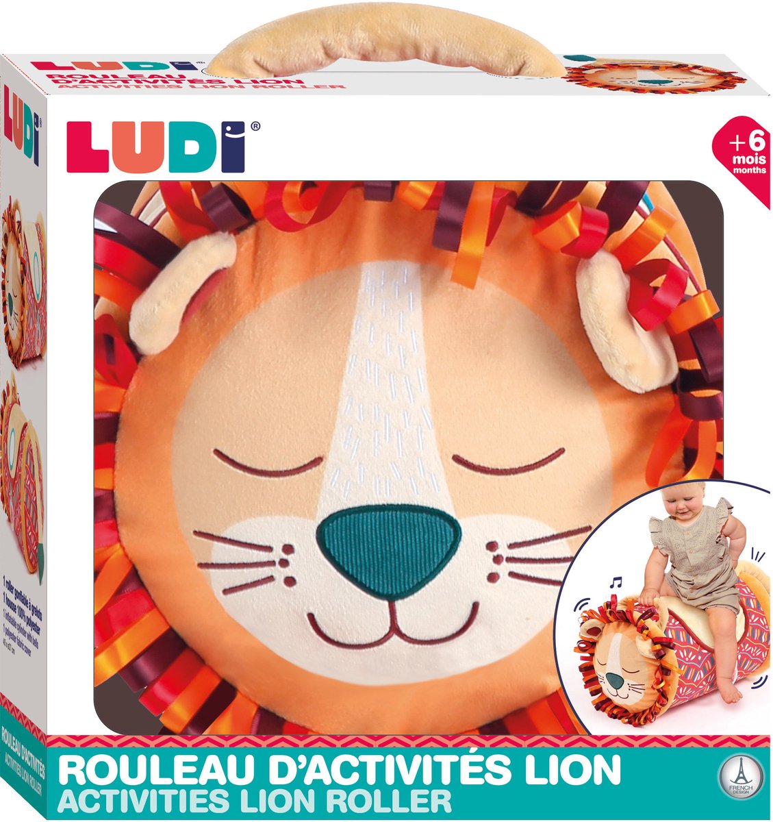 Ludi - rouleau bébé - rouleau d'activité - jouet moteur - lion