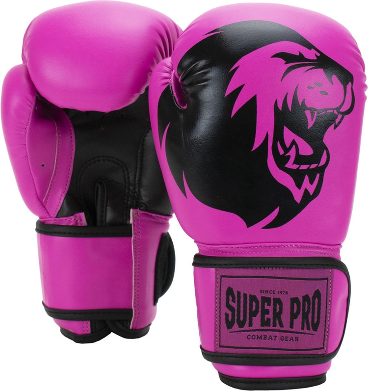 Super pro combat gear talent (kick) gants de boxe rose noir 10oz