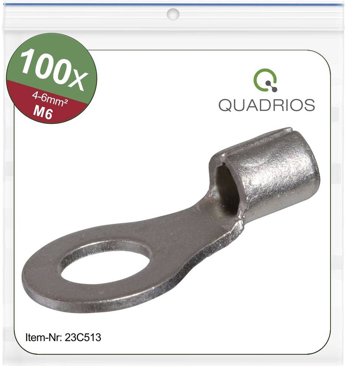 Cosse à anneau Quadrios 23c513 section transversale (max.) : 6 mm² diamètre du trou : 6,5 mm non isolé 100 pièce(s)