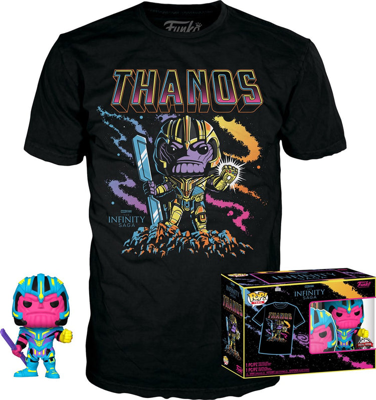 Marvel Funko The Avengers - Ensemble de t-shirts à collectionner -s- pop ! tee box thanos blacklight noir