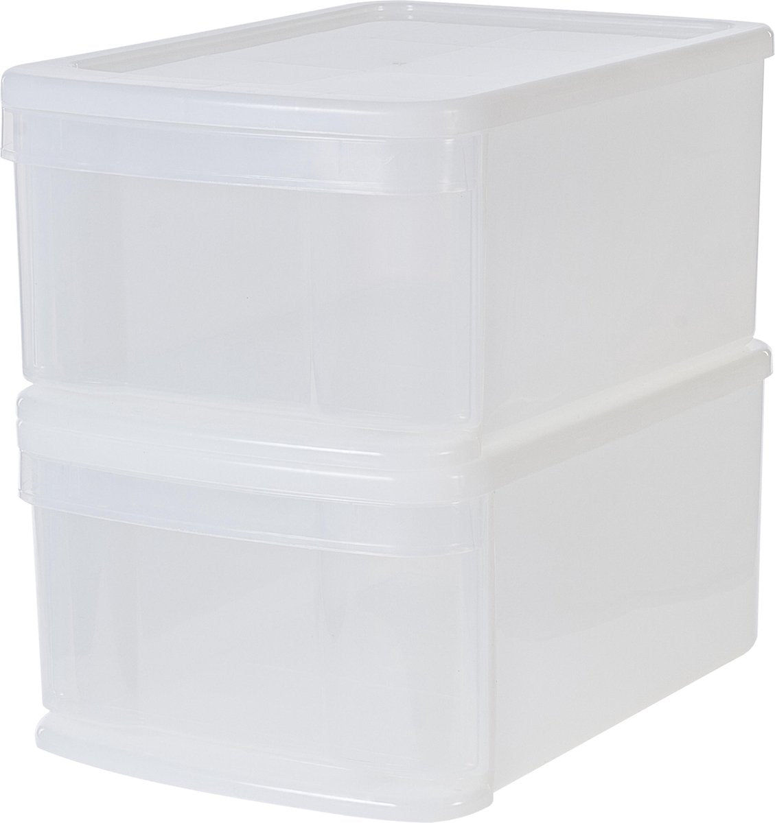 Tiroir empilable Iris - tiroir de rangement - 11 l - plastique - blanc transparent - lot de 2
