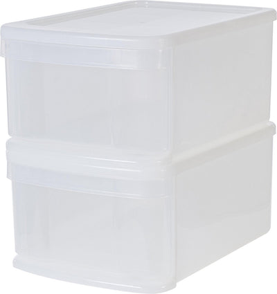 Tiroir empilable Iris - tiroir de rangement - 11 l - plastique - blanc transparent - lot de 2