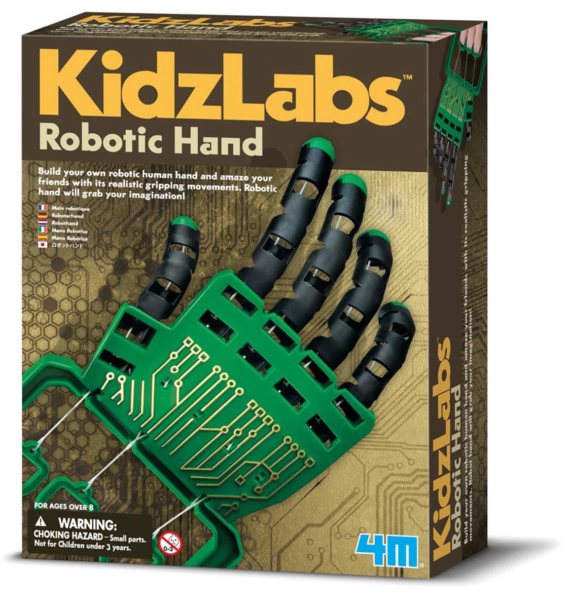 4m science et jeux - fabriquez votre propre main de robot - mécanique de kit de construction - kidzlabs - 8+