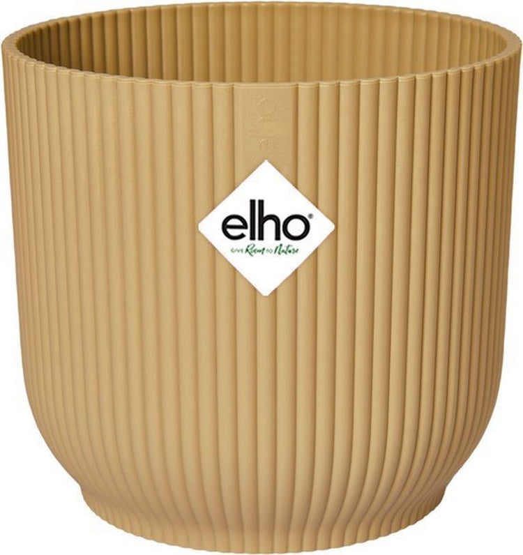 Elho vibesfold round 14 - pot de fleur d'intérieur - 100% plastique recyclé - ø 14,1 x h 12,9 cm - jaune beurre