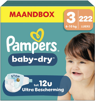 Pampers baby-dry taille 3 - 222 couches - 6kg-10kg