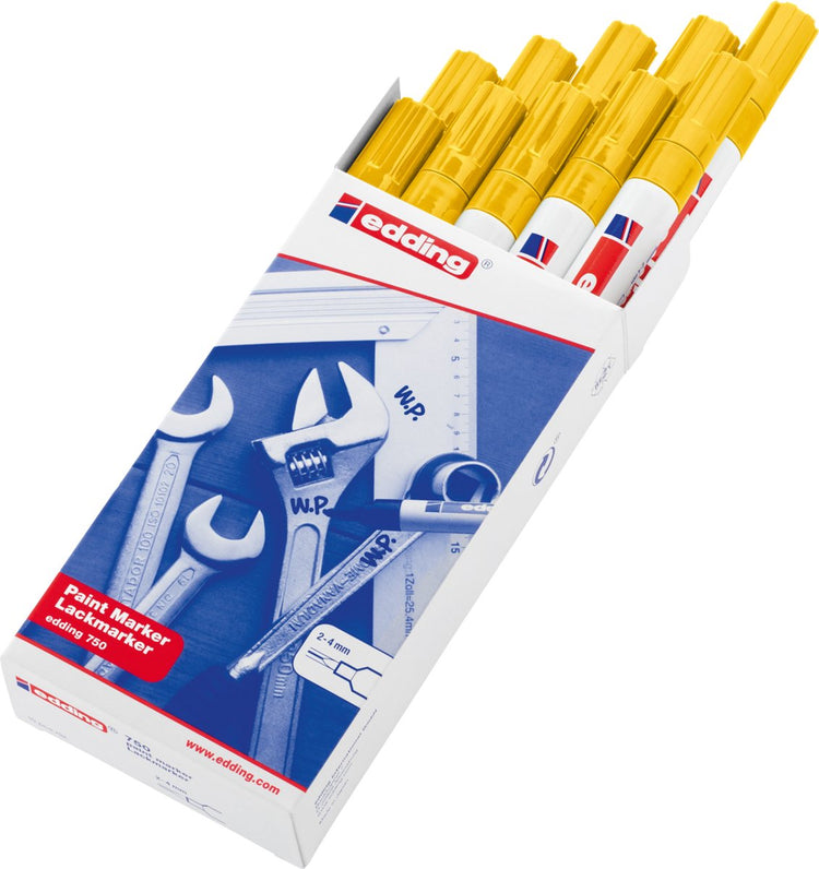 Edding 750 marqueur peinture jaune - pointe ronde - 2-4 mm - boîte de 10 pièces