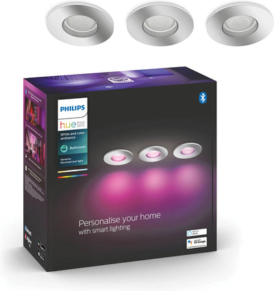 Spot encastrable pour salle de bain Philips Hue Xamento - blanc et blanc coloré - pack de 3 - chrome - rond