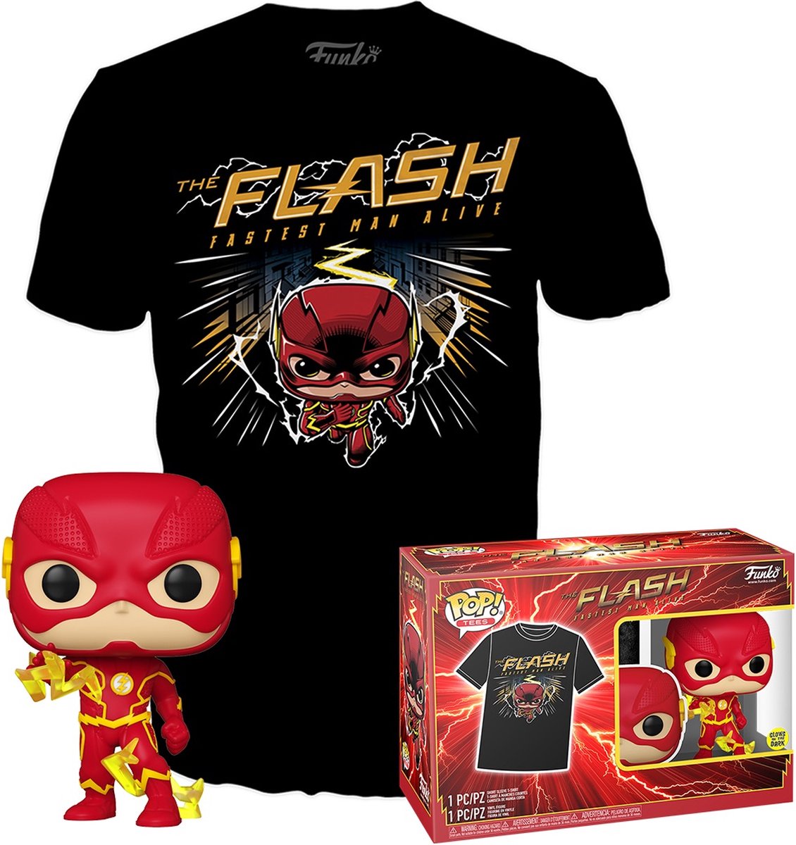 Funko le flash-pop ! tee box the flash ensemble t-shirt figurine à collectionner - l - noir
