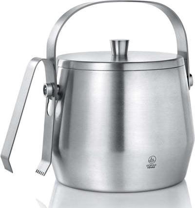 Leopold Vienne - seau à glace avec couvercle, acier inoxydable à double paroi - 1,0 l avec pince