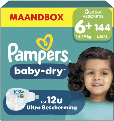 Pampers baby-dry taille 6+ - 144 couches - 14kg-19kg