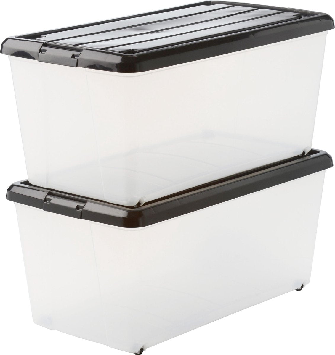 Boîte de rangement Iris roller box - 70l - plastique - noir transparent - lot de 2