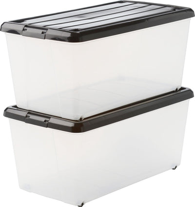 Boîte de rangement Iris roller box - 70l - plastique - noir transparent - lot de 2