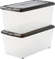 Boîte de rangement Iris roller box - 70l - plastique - noir transparent - lot de 2