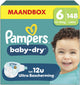 Pampers baby-dry taille 6 - 148 couches - 13kg-18kg - boîte mensuelle
