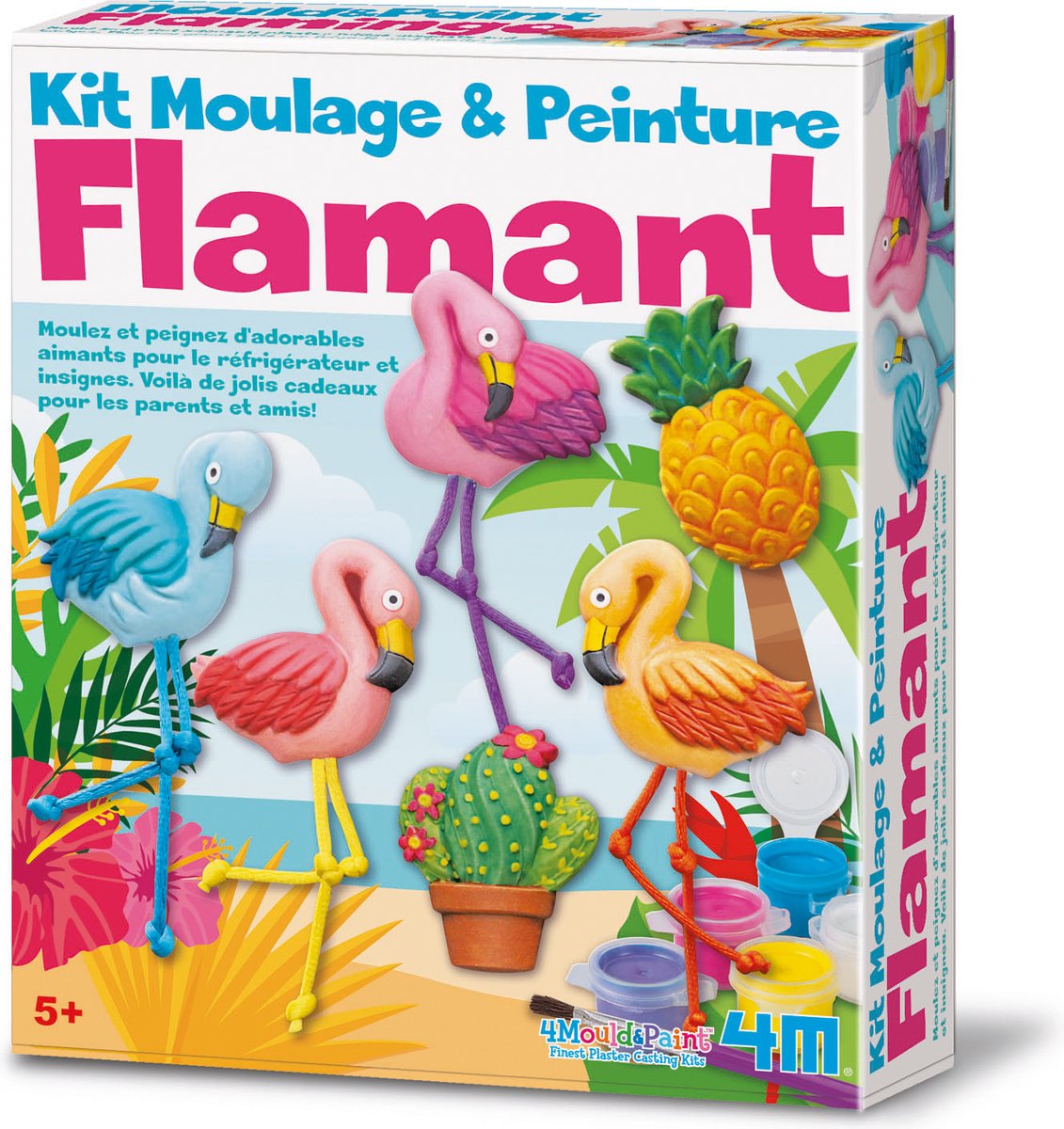 4m crafts - verser et peindre - flamant rose - jouets créatifs - multicolore - 5+