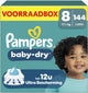 Pampers baby-dry taille 8 - 144 couches - 17kg+ - boîte de rangement