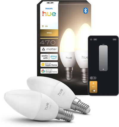 Lampe bougie LED Philips Hue - culot E14 - contient 2 lampes - lumière blanche douce - éclairage intelligent
