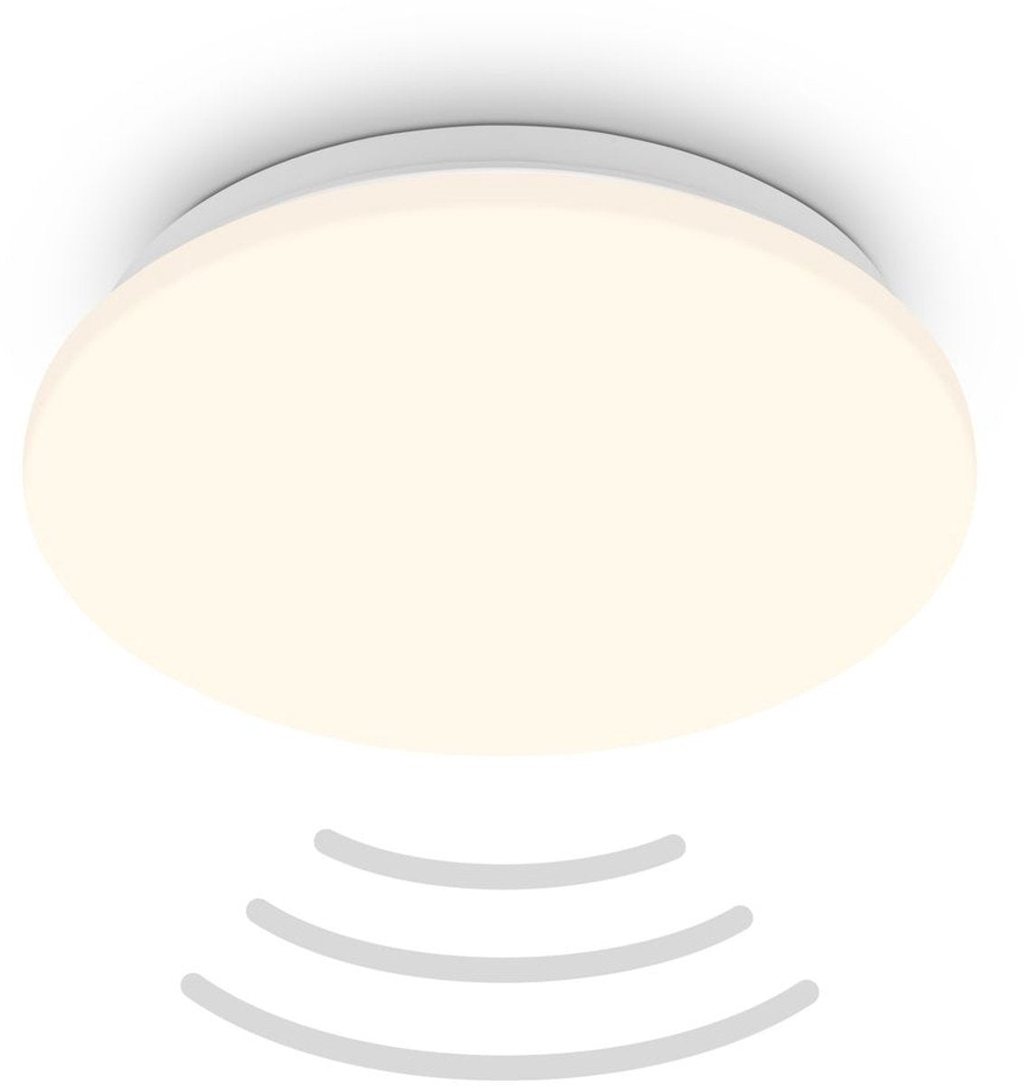 B.k.licht briloner ugo – Plafonnier LED – avec détecteur de mouvement – lumière blanc chaud – blanc – ø27 cm