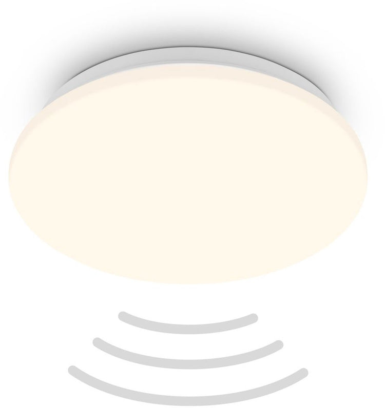 B.k.licht briloner ugo – Plafonnier LED – avec détecteur de mouvement – lumière blanc chaud – blanc – ø27 cm
