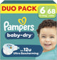 Couches Pampers baby-dry taille 6 - 68 - 13kg-18kg - nuit confortable jusqu'à 100% sans fuite