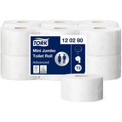 Papier toilette Tork mini jumbo t2 advanced blanc 2 couches