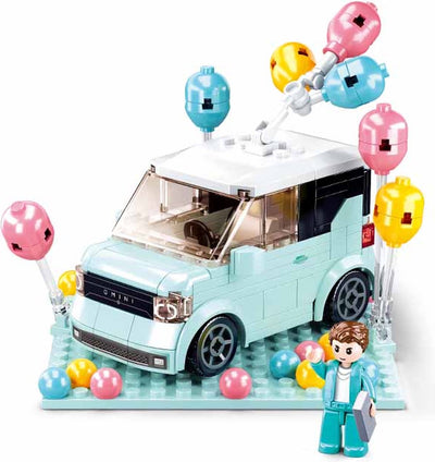 Sluban girls dream mini jouets de construction de voiture verte artisanale pour enfants à partir de 8 ans - jouet de construction modèle de voiture de construction - boîte de construction avec 236 blocs de construction et 1 figurine - m38-b1087
