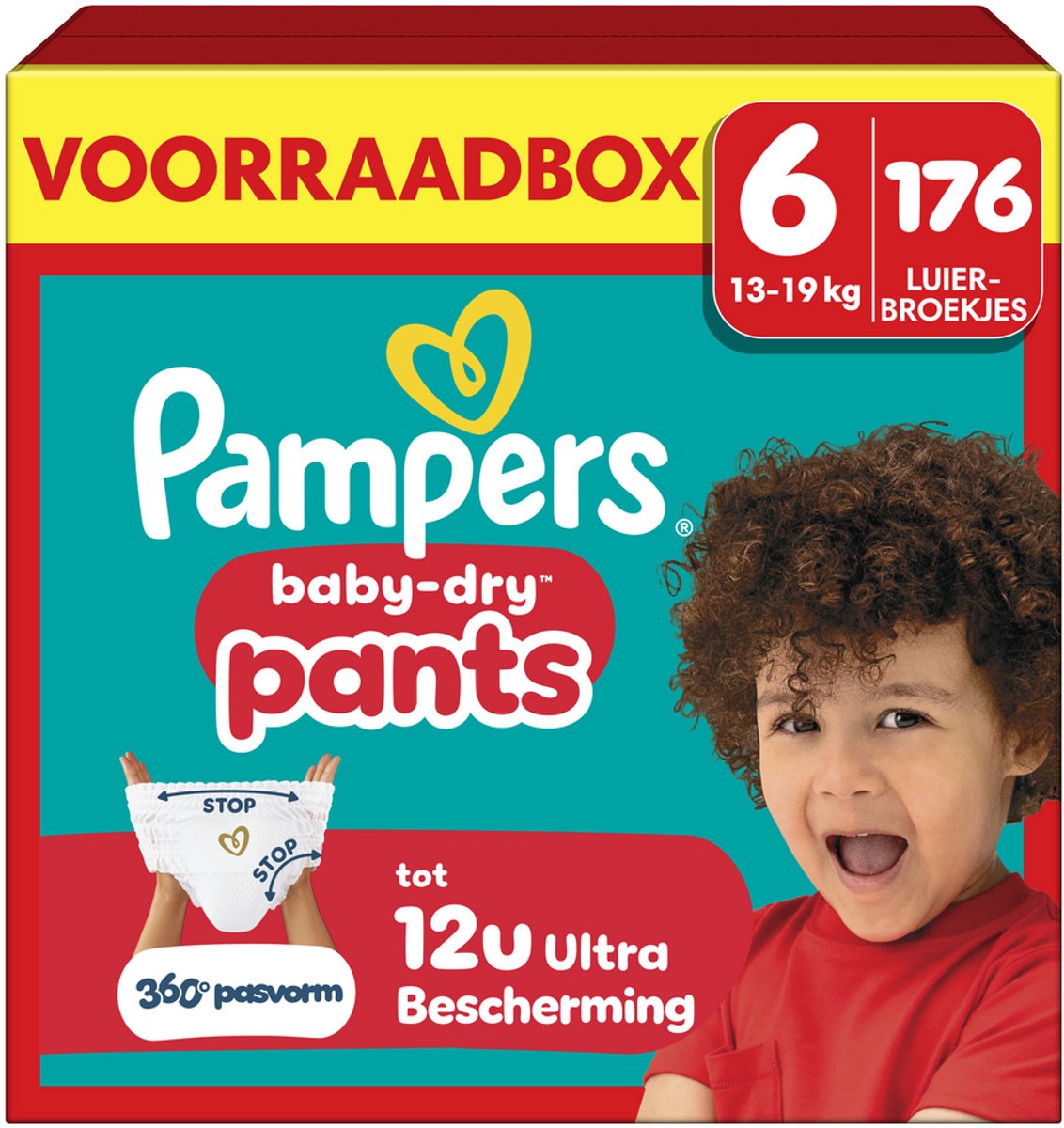 Pantalon Pampers baby-dry taille 6 - 176 pantalons à couches - 13kg-19kg - boîte de rangement