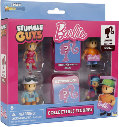 Stumble Guys x Barbie - Pack de 6 figurines - Barbie, Gamer, Barbie, Tourist Ted, Ken Sparkle, Sparkle Brooklyn