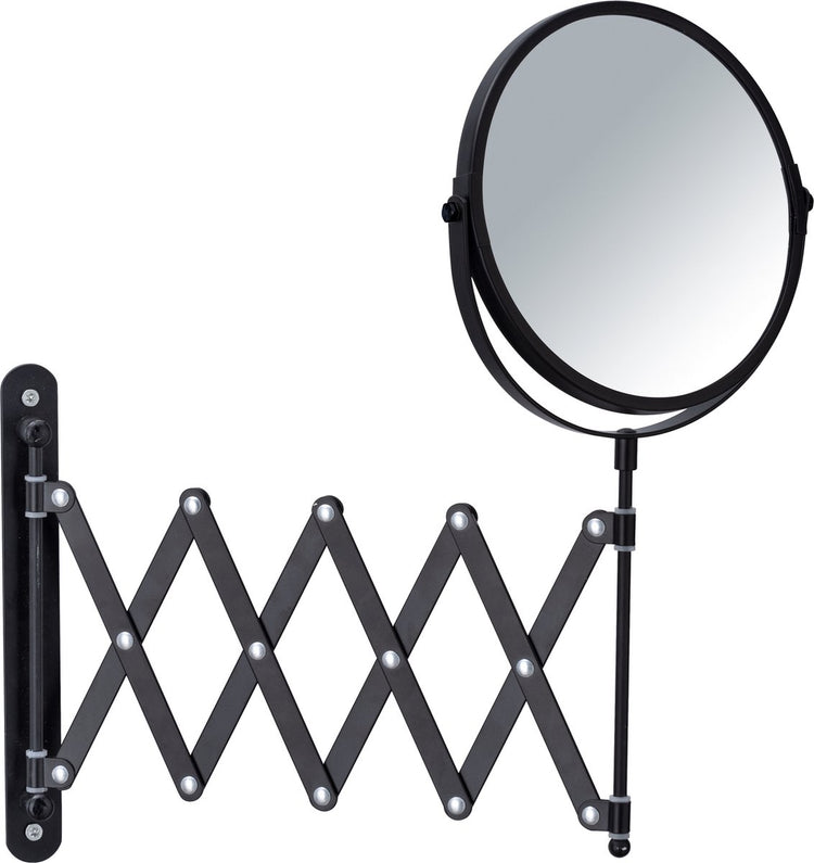 Wenko miroir de rasage mural exclusif ø17cm double face télescopique noir grossissant 3x - miroir de salle de bain - miroir de maquillage modèle mural extensible - miroir grossissant - miroir cosmétique avec bras harmonica
