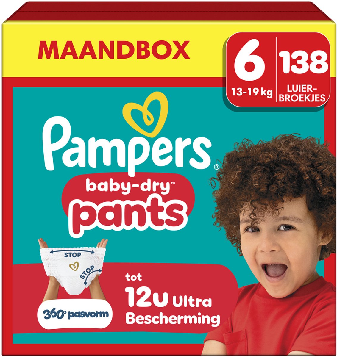 Pantalon Pampers baby-dry taille 6, 138 pantalons à couches, boîte mensuelle 14-19kg