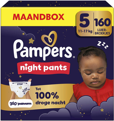 Pantalons de nuit Pampers taille 5 - 160 couches - 12kg-17kg - boîte mensuelle