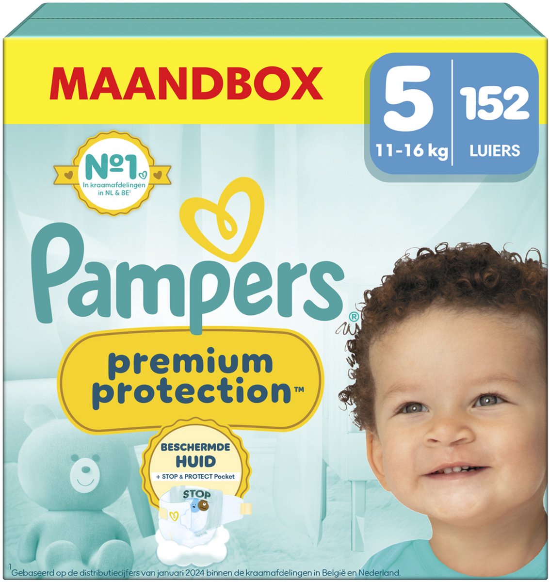 Pampers protection premium taille 5, 152 couches, 11kg-16kg