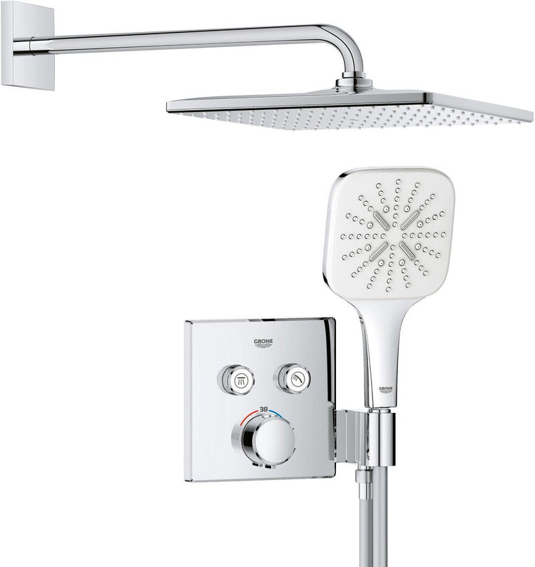 Douche encastrable Grohe Precision Smartcontrol - économie d'eau - panneau de commande carré - chrome