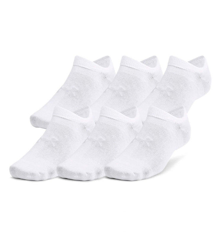 Under armour ua essential no show 6pk chaussettes de sport unisexes - blanc - gris