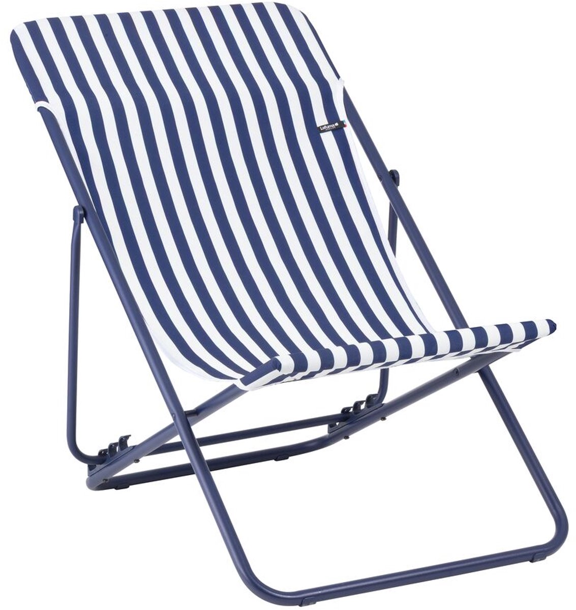 Lafuma maxi transat - chaise de plage - pliable - réglable - airlon - rayé indigo (bleu)